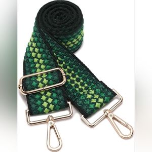 NWOT Woven Green Crossbody Strap w/Gold Hooks
